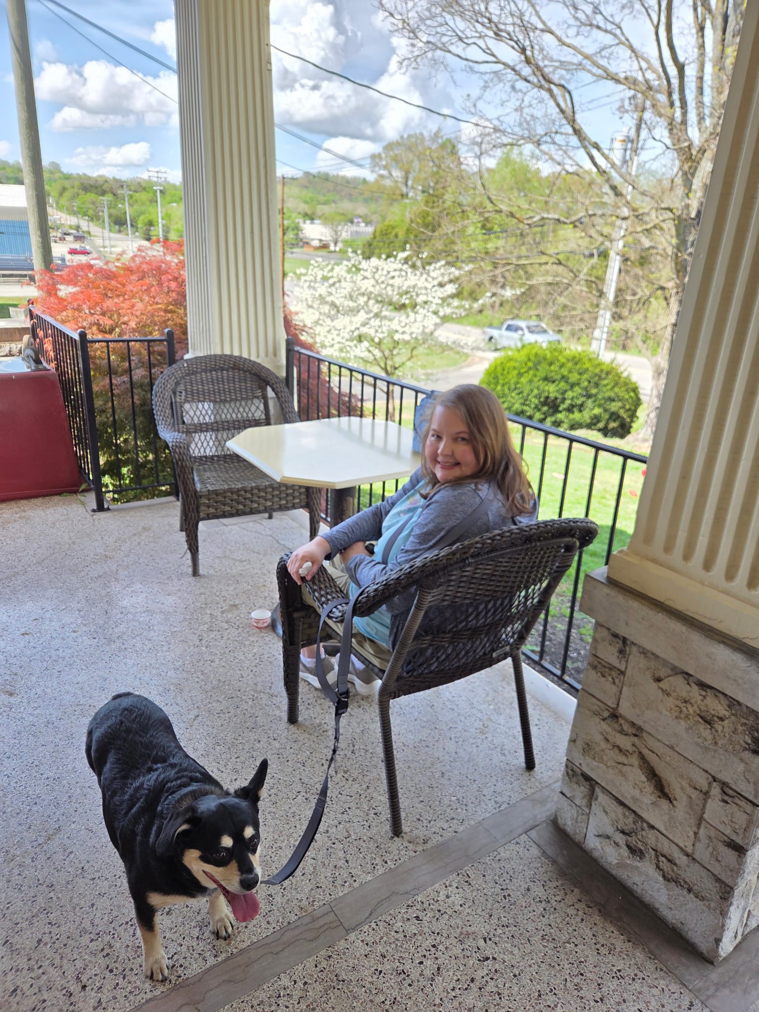 Zippy and Christy on the porch